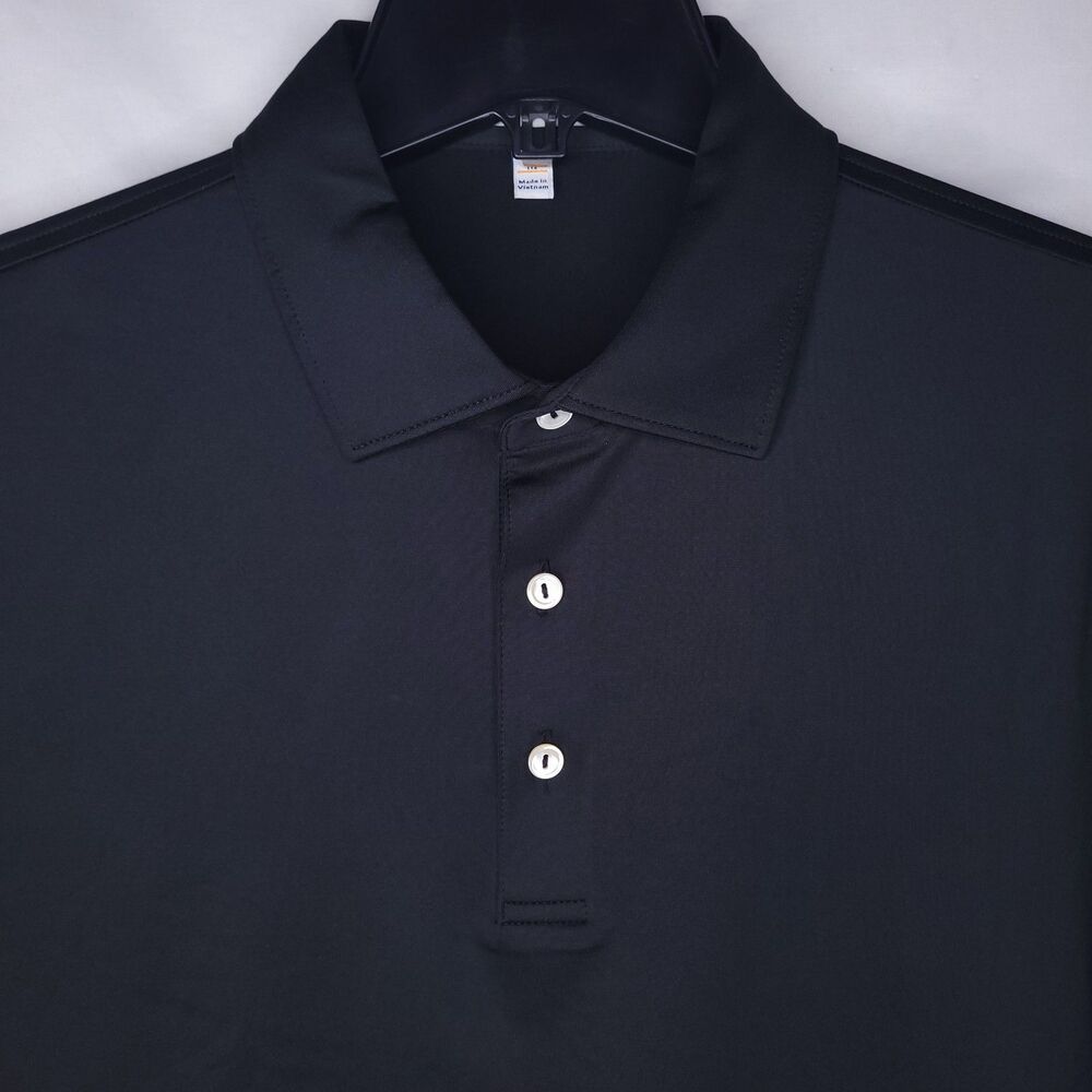 Peter Millar Summer Comfort Polo Shirt Mens Medium Black Short Sleeve - Picture 2 of 12